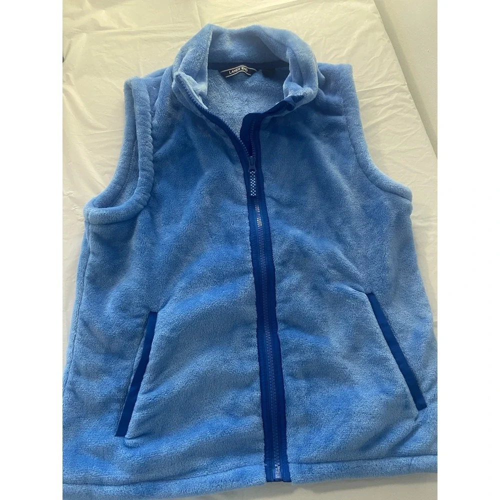 Girl's Lands' End Very Soft Fleece Vest‎ With Pockets and Full Zipper-Size Lrg